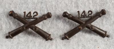 WWI 142nd Artillery Regiment Officer Insignia Pair