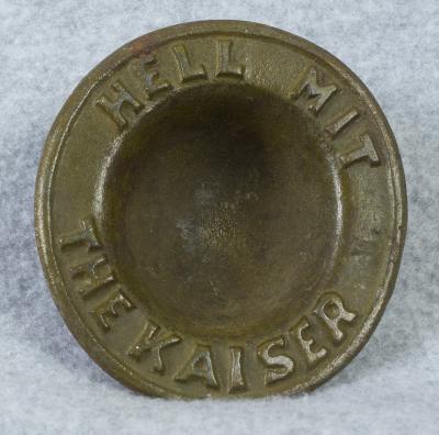 WWI Ashtray Paperweight Hell Mit the Kaiser Helmet