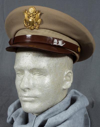 WWII AAF Officers Khaki Visor Cap Hat