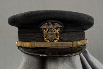 WWII USN Navy Blue Officer Visor Cap