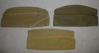 WWII OD Wool Garrison Cap Grouping of 3