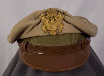 WWII AAF Officers Visor Cap Hat Feather Weight