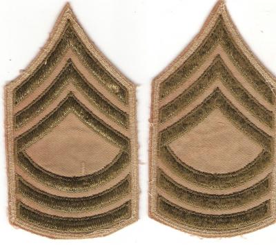 WWII Master Sergeant Rank Patches Khaki