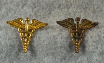 WWII Medical Officer Collar Insignia Pair Amico