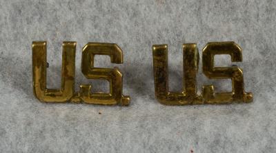 WWII Army Officer US Collar Pin Pair