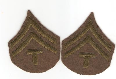 WWII Tech T/5 Corporal Rank Patches