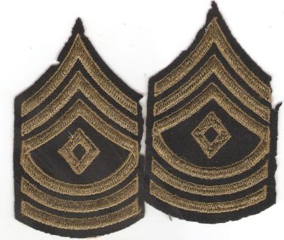 WWII 1st Sergeant Rank Patches Felt