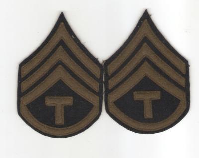 WWII Tech T/3 Staff Sergeant Patch Pair Felt