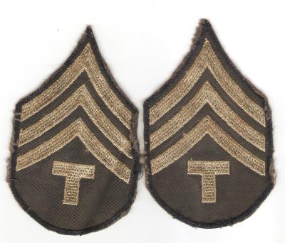 WWII Tech Sergeant Rank Patches T/4