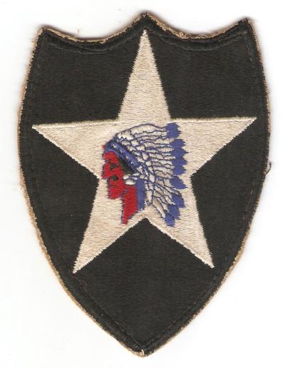 WWII 2nd Infantry Division Patch White Back