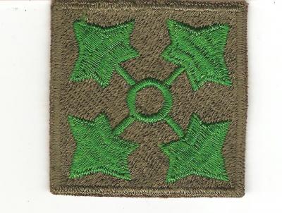 WWII Patch 4th Division White Back