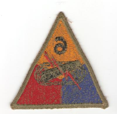 WWII 6th Armored OD Green Back Patch