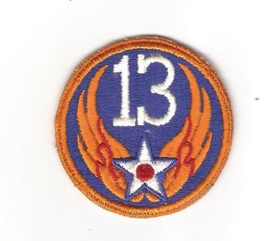 WWII 13th USAAF Army Air Force Patch Black Backing