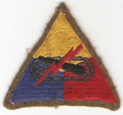 WWII Armored School Patch Felt Edge White Back