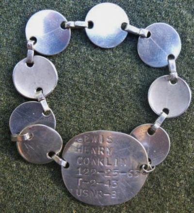 WWII USN Navy Dog Tag ID Braclet