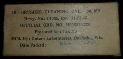 WWII .30 Cal M2 Cleaning Brushes Box 10