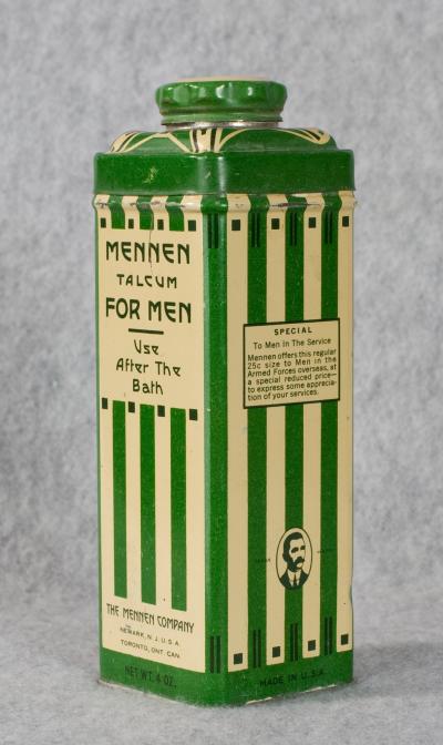 WWII era Mennen Talcum Powder Tin