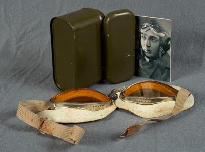 WWII era Aviator Flight Goggles in Tin