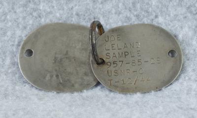 WWII USN Navy Dog Tags Pair Joe Leland Sample
