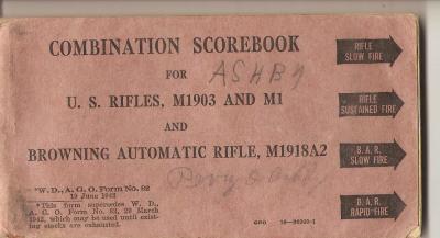 WWII Rifle Scorebook M1903 M1 BAR
