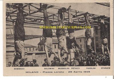 WWII Mussolini Death Postcard