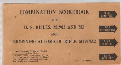 WWII Rifle Scorebook M1903 M1 BAR