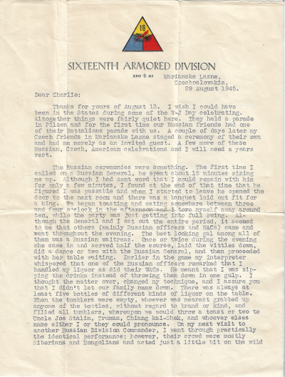 WWII 16th Armored Division Letter Stationary 