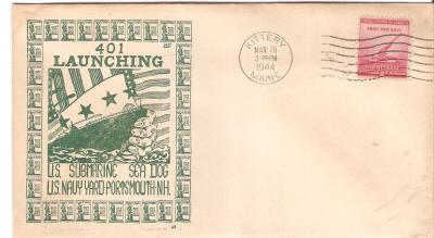 USS Sea Dog 401 Launching Envelope 1944