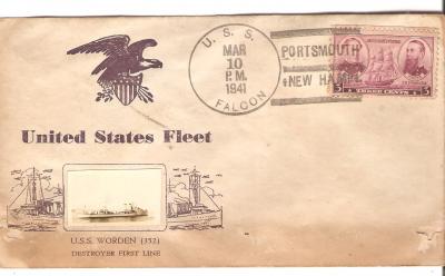 USS Worden 352 Fleet Destroyer Envelope 1941