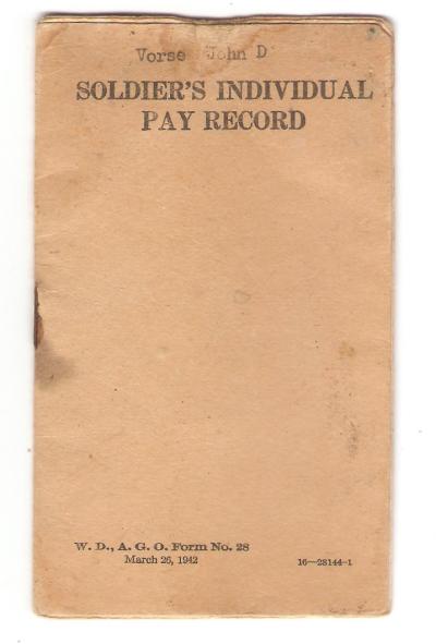 WWII Soldier's Individual Pay Record Booklet