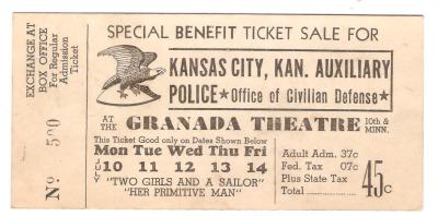 Auxiliary Police Benefit Ticket Kansas City 1944
