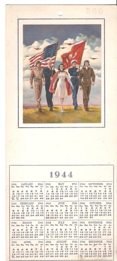 WWII Patriotic Calendar 1944