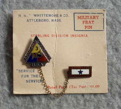Son in Service 3rd Armored Division Pin