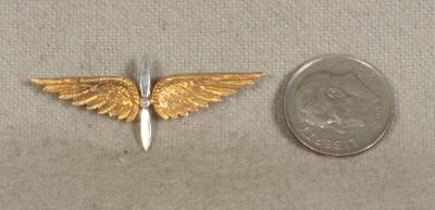 WWII AAF Sweetheart Winged Prop Pin Insignia 14k