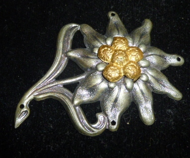 German Edelweiss Cap Badge Post War