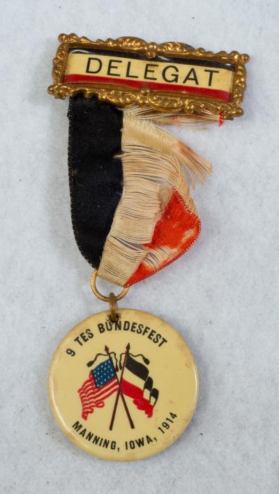 German Bundesfest Manning IA Delegate Button 1914