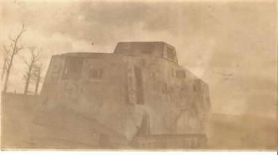 WWI Knocked Out German Tank Photograph