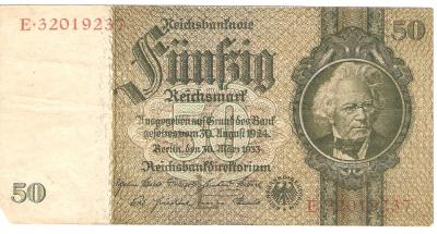 WWII German 50 Reichsmark Note 1933