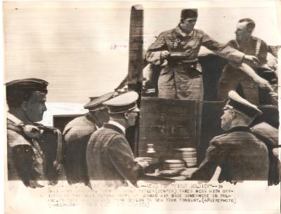 WWII AP Press Photo Hitler at Field Kitchen