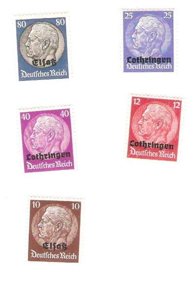 WWII German Postage Stamps Alsace Lorraine Lot