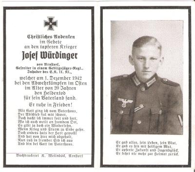 WWII German Death Card Heer Infantry Eastern Front