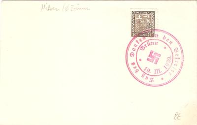WWII German Envelope Czechoslovakia 1939