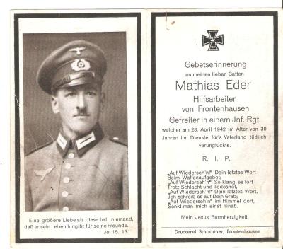 WWII German Death Card Accidental Death 1942