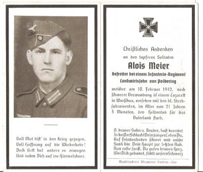 WWII German Death Card Infantry