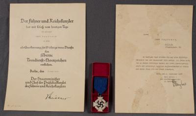 Cased 25 Year Faithful Service Medal & Documents