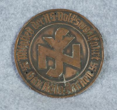  NSV Volkswohlfahrt Membership Plaque