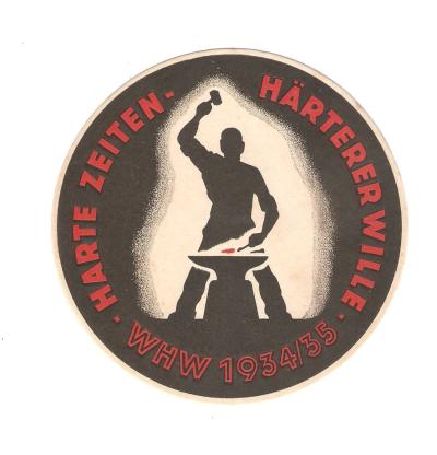 WHW Donation Can Label Harte Zeiten 1934-35