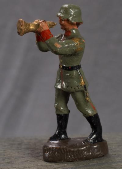 WWI German Band Horn Player Soldier Elastolin