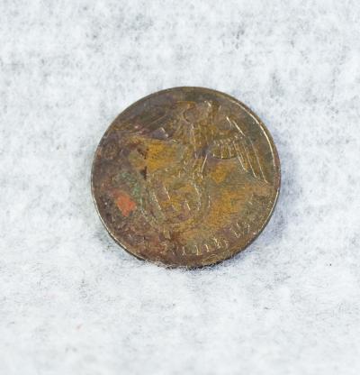 WWII German 1 Reichspfennig Coin 1937