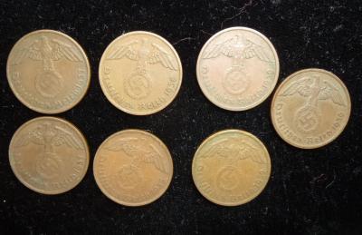 WWII German 2 Reichspfennig Coins